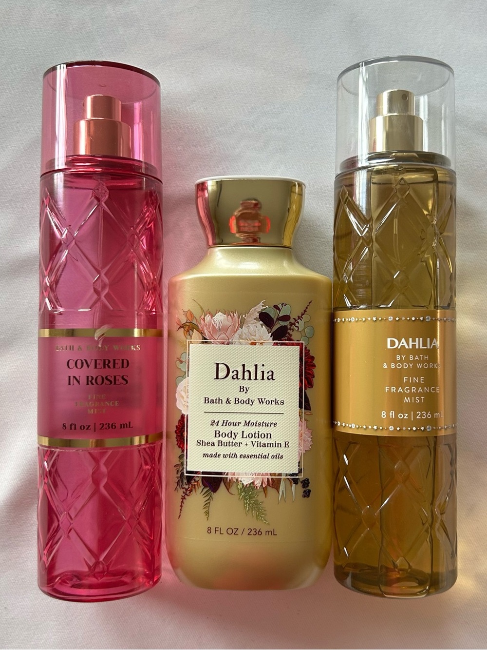 NWT Bath & Body Works Dahlia FFM & Body Lotion and GUC Covered in Roses FFM